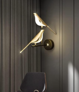 CITRA 2 Led 2 Bird Gold Black Metal Wall Light for Drawing Room - Warm White
