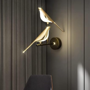 CITRA 2 Led 2 Bird Gold Black Metal Wall Light for Drawing Room - Warm White