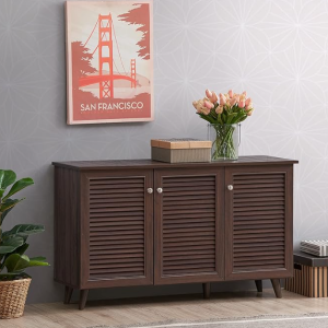 DeckUp Noordin 3-Door Engineered Wood Shoe Rack (Walnut, Matte Finish)